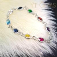 ราคา สร้อยข้อมือนพเก้า สร้อยข้อมือเงินแท้ พลอยหลากสี CZ YTG 9038 (17435582994)