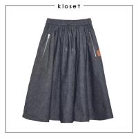 ราคา Kloset Design Shopper s Denim Skirt LS25 S004 กระโปรงยีนส์ผ้านุ่มบาง ทรงบานสุ่ม ใส่สบาย สะโพกฟรีไซต์ (25465548164)