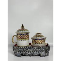 ราคา ชุดถ้วยชา พร้อมถาดกี๋ มีกล่องใส่ ชุดกี๋มุก แก้ว เซรามิค ชุดชา ถ้วยน้ำชาเบญจรงค์ เซ็ตถ้วยชา ของขวัญ ชุดถวายพระ ไหว้พระ ไหว้เจ้า มีฝา (24509067576)