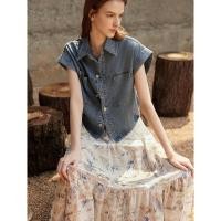 ราคา Elle เสื้อเชิ้ตยีนส์แขนสั้น (25069739869)
