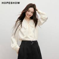 ราคา HOPESHOW เสื้อคอวี แขนระบาย มีโบว์ผูกเอว (25671546585)