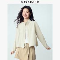 ราคา GIORDANO Women Jackets Stand Collar Short Trench Coats Drawstring Hem Button Closure Fashionable Casual Loose Jackets 13376307 (126820347758)