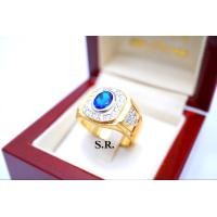 ราคา S R แหวนทองพลอยไพลิน เม็ดละ 2 00 กะรัต ล้อมเพชรเม็ดละ 0 05 ตังค์ ขาวสวยไฟดีพร้อมใบรับรองสินค้าเคลือบทองคำแท้ 100 (22410252635)