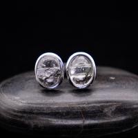 ราคา ต่างหูพลอยแก้วขนเหล็ก Black Rutilated Quartz ตัวเรือนเงินแท้ 92 5 ชุบทองคำขาว พลอยแท้มีใบรับประกันจากทางร้าน (25173350069)