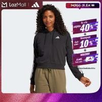 ราคา adidas Lifestyle Essentials 3 Stripes French Terry Full Zip Hoodie Women Black JE0052 (24553761795)