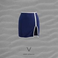 ราคา RESORT COLLECTION 2023 NAVY TRIM WHITE MINI SKIRT กระโปรงสั้นใส่ทับชุดว่ายน้ำ (17932425827)