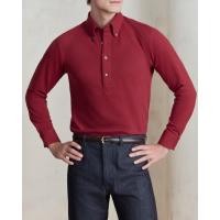 ราคา WARDROBE MINISTRY เสื้อโปโลแขนยาว The Ivy Button Down Collar Cotton Piqué Pullover Shirt in Burgundy (25669755476)