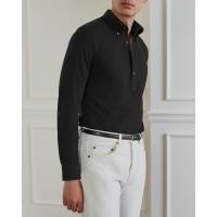ราคา WARDROBE MINISTRY เสื้อโปโลแขนยาว The Ivy Button Down Collar Cotton Piqué Pullover Shirt in Black (126547686712)