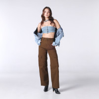 ราคา กางเกงชิโนผู้หญิงทรงคาร์โก้ Handwerk JF CG Straight Fit High Waisted Jack Russel Black Blue Brown Light Khaki (21871422686)