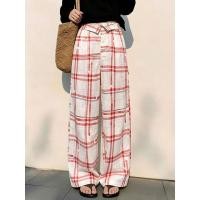 ราคา YU LING กางเกงขาบานลายสก็อตสีแดง เอวสูง ใส่คู่กับชุดสั้นได้ (126801435694)