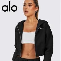 ราคา alo เสื้อสเวตเตอร์ผู้หญิงเสื้อคาร์ดิแกนแบบสั้นแนวสตรีทสไตล์ยุโรปและอเมริกาชุดโยคะมีฮู้ดซิปเสื้อแขนยาวเสื้อกีฬาและลำลอง (23325331277)