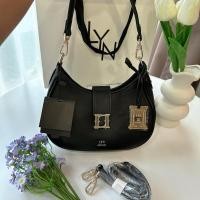 ราคา กระเป๋าสะพาย lyn ทรง hobo มีสายยาวพร้อมส่ง คลอใหม่ล่าสุด มีให้เลือก 5 สี ดำ เทา ม่วง กากี เขียว (24377882485)
