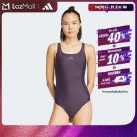 ราคา adidas ว่ายน้ำ ชุดว่ายน้ำเว้าหลังรูปตัว C 3 Stripes ผู้หญิง สีม่วง JZ5509 (26427225201)