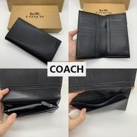 ราคา Coâćh ของแท้ 100 กระเป๋าสตางค์แบบยาวสำหรับผู้ชาย กระเป๋าสตางค์แบบพับ 2 พับ Folio Clips Classic Logo (23495117592)