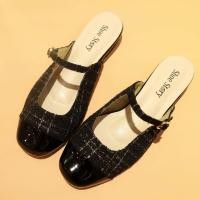 ราคา Shoe Story รองเท้าส้นแบน Mary Jane Groove Tweed (23812852959)