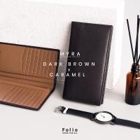 ราคา FOLIO Myra Slim Long Wallet กระเป๋าสตางค์ใบยาว ผลิตจากหนังแพะ บริการสลักชื่อฟรี รหัส 18653 (10295990917)