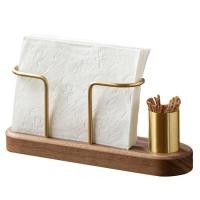 ราคา frthrthrt Napkin Holder Wooden Tissue Paper Holder Metal Toothpick Holder Tableware Tissue Box Storage Desktop Organizer (126501184591)