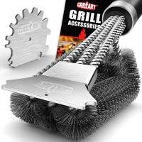 ราคา GRILLART Grill Brush and Scraper18 Inch BBQ Grill Cleaning Brush Kit Safe Wire Scrubber Universal Fit BBQ Cleaner Accessories for All Grates (25464330763)