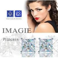 ราคา IMAGIE ต่างหูเพชร Cz C A Princess cut Asscher cut เหลี่ยม 3 10mm (758184368)