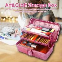 ราคา DNK Glitter Pink Craft Tool Storage Box3 Layer Stackable Carry Tackle Box Sewing Box Organizer for Art (23795843693)