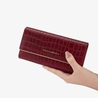 ราคา WILLIAMPOLO กระเป๋าสตางค์ยาวผู้หญิงหนังแท้ลายจระเข้ (25264146222)
