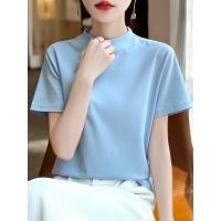 ราคา Basic House เสื้อยืดคอสูงครึ่งตัว ผ้าฝ้ายเงางาม (25799875426)