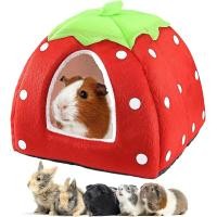 ราคา Guinea Pig Bed Rabbit Hideout Warm Fleece Cuddle Cup Washable Winter Sleeping House for Small Ferret Chinchilla Bunny Strawberry Style (24068532121)