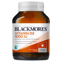 ราคา Blackmores Vitamin D3 วิตามินดี 1000 IU เสริม D3 เพื่อสุขภาพ 200 แคปซูล (25729641641)