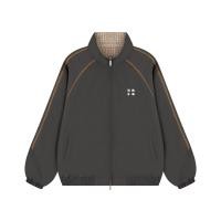 ราคา OWOX เสื้อแจ็คเก็ตกีฬาปกตั้ง ลายสก็อต ตัดต่อสี ซิปคู่ (26086006256)