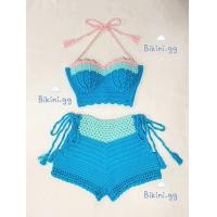 ราคา ชุดเซ็ตเสื้อและกางเกงไหมพรมถักโครเชต์ บราทรงเปลือกหอยปักมุก เสื้อครอปและกางเกงขาสั้นผูกด้านข้าง (25596942130)