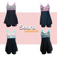 ราคา ชุดว่ายน้ำหญิงวันพีช กระโปรงกางเกง แขนกุด Seara สีพื้นดำ Size M L XL XXL (2578764492)