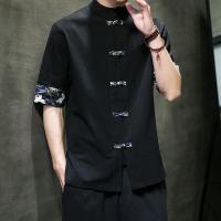 ราคา เสื้อเชิ้ตแบบจีนผ้าลินินสไตล์วินเทจ แขนสั้น (126378623993)