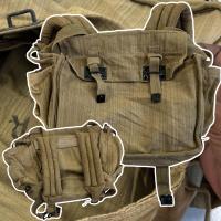 ราคา เป้สะพายหลัง กระเป๋าวินเทจ Vintage British Pattern Webbing Pack ผ้าแคนวาส หนา สีน้ำตาล มี 1ใบ สภาพตามรูป (126780749075)