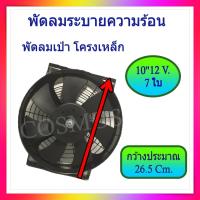ราคา พัดลมเป่าแผงคอล์ยร้อนแอร์ Cooling fan พัดลมระบายความร้อน10 นิ้ว 7ใบ 12V 80W 80วัตต์ มีตะแกรง โครงเหล็ก พัดลมหม้อน้ำ (399910487)