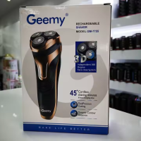 ราคา GEEMY เครื่องโกนหนวดไฟฟ้าไร้สาย GM 7755 ใบมีดสแตนเลสลูกลอย 2 ชั้น ยืดหยุ่น 3 หัวโกน ถอดล้างน้ำได้ มีที่กันจอน พร้อมแท่นวาง สีทอง (23306054631)