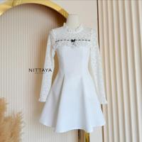 ราคา NITTAYA D2868 ชุดเดรสกระโปรงคอกลมแขนยาวลายดอกไม้ซีทรูอกระบายแต่งโบว์ซิปซ่อนด้านหลัง ดีไซน์สวยหรูลุคคุณสุด ใส่ออกงาน ดินเนอร์ ออกเดท คาเฟ่ (126356974376)