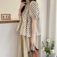 ราคา AIYITI เสื้อแขนพองลายจุดสไตล์ยุโรป หลวม (25109137177)
