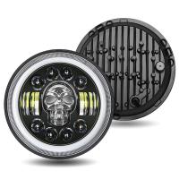 ราคา 7 นิ้วรอบ LED ไฟหน้าเปลี่ยนอัตโนมัติรถจักรยานยนต์ Skull ไฟหน้า Fit สําหรับ Harley Davidson สําหรับ JEEP Wrangler (26405479900)