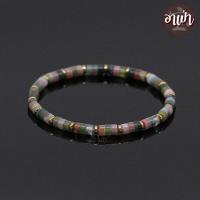 ราคา อาเป่า หินมอสอาเกต หินหยก 5 สี ทรงกระบอก แต่ง แร่เฮมาไทต์ Moss Agate ขนาด 4 5 มิล ช่วยดึงดูดความอุดมสมบูรณ์ กำไลหินสี กำไลหินนำโชค หินสีเขียว (17147854732)