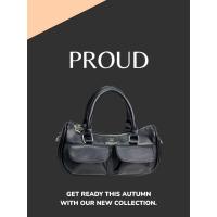 ราคา กระเป๋าแบรนด์พราว PROUD กระเป๋าสะพายข้าง กระเป๋าถือ กระเป๋าสไตล์เกาหลี หนังPU นิ่ม มีสายสะพายปรับได้ (23875942048)