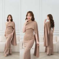 ราคา ชุดเดรส ชุดออกงาน ชุดราตรี F300 เดรสยาว ไหล่เบี่ยงสไบยาว (24259836890)