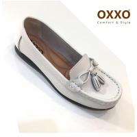 ราคา OXXO รองเท้าเพื่อสุขภาพหนังแท้ หนังวัว รองเท้าคัทชู พี้นแบน หนังนิ่มมาก พี้นยางสั่งทำพิเศษ พื้นนิ่มมาก พี้นสูง1เซน X08004 (19699166872)