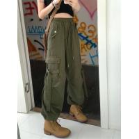 ราคา y2k Plus size American style retro Cargo pants for girls women Korean style high waist hiphop Hip hop dance loose casual trousers (18345438078)