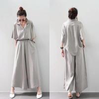 ราคา เซทเสื้อเชิ้ตคอปกฮาวาย Every day look งานน่ารักมาก มาคู่กับ กางเกงขากระบอกใหญ่เอวยางรอบใส่สบายใช้ผ้าลินินผสมพิมพ์ลายริ้ว (25692787130)