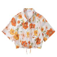 ราคา CUWU เสื้อเชิ้ตแขนสั้นลายดอกไม้สไตล์วินเทจ (26109641405)