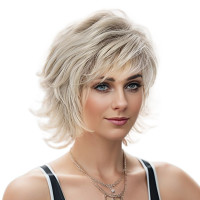 ราคา LEKGAVD หน้าม้านุ่มฟู วิกตัด pixie แบบสั้น สีบลอนด์สีน้ำตาล สีผสมกัน วิกผมตรงชั้น วิกผมดัดผม ทนความร้อนทน ผมบ๊อบผู้หญิง สำหรับผู้หญิง (25484748272)