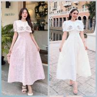 ราคา ชุดเดรสกระโปรงยาว ผ้าลูกไม้อัดกาวอย่างดีทั้งชุด ตัวชุดเป็นทรงสวย ใส่สบาย (24316535764)