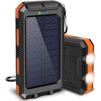 ราคา China CCC 20000mAh waterproof solar power bank comp led portable power bank F5 solar battery solar power charger is compatible with Android USB C system and Type C charging system (25803674878)