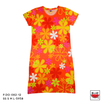ราคา เสื้อแตงโม SUIKA เสื้อแตงโม เดรสผ้ายืดคอกลม พิมพ์ลายดอกผักแว่น P DO 082 (15669828943)