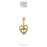ราคา NooYoo จิวสะดือสำหรับผิวแพ้ง่าย Hollow Love Banana Gold PVD Surgical Steel (26452557278)